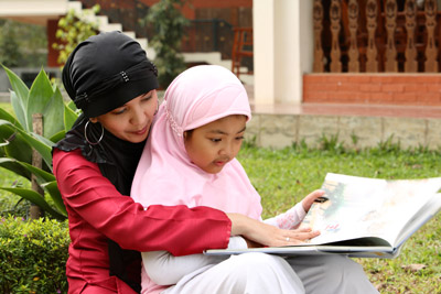 mother and child reading
